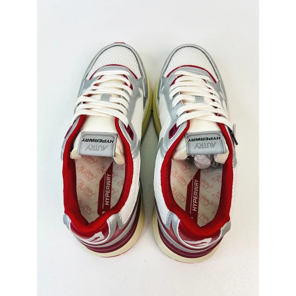 Autry Hyperway Low Mens Sneakers Silver Red White Mesh HYLMMV01 Sz 42 EU / 9 US‎